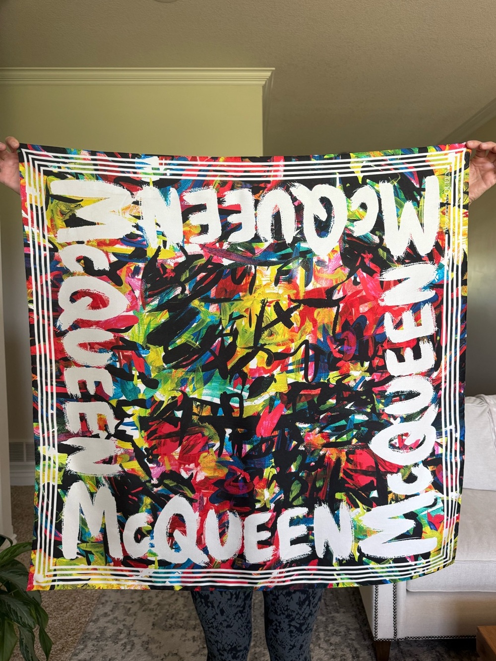Alexander McQueen Bold abstract graffiti print scarf